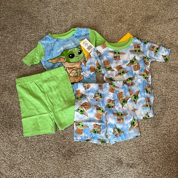 BOYS STAR WARS BABY YODA 2 TOPS AND 2 SHORTS PAJAMA SET SIZE 8 #K68 - Picture 2 of 2